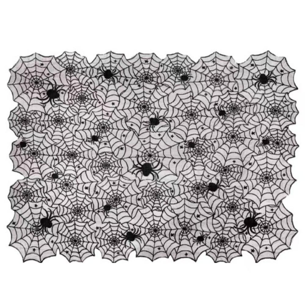 Lace Halloween Decoration Portable Spider Web Tablecloth Creepy Black Tablecloth  Haunted House