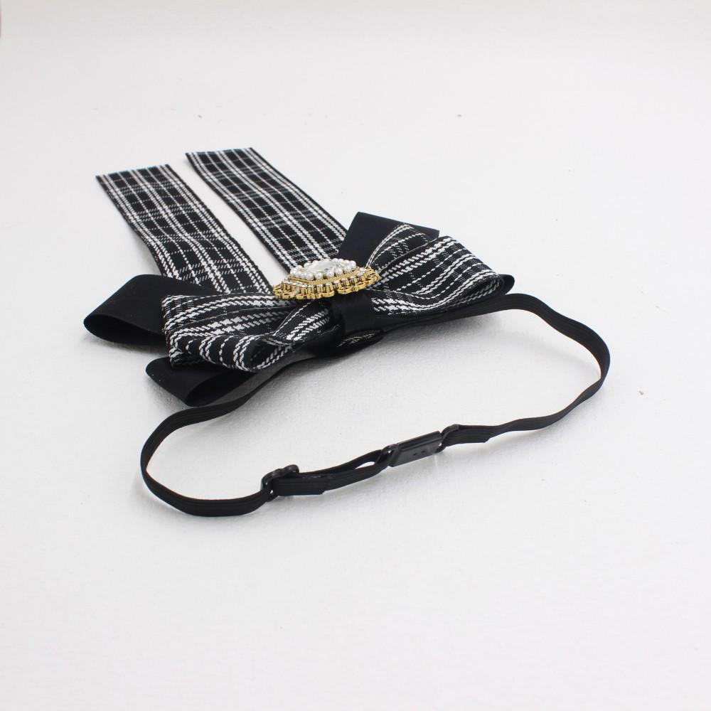 Preppy Houndstooth Bow Tie Flower Lapel Shirt for Women - TS326