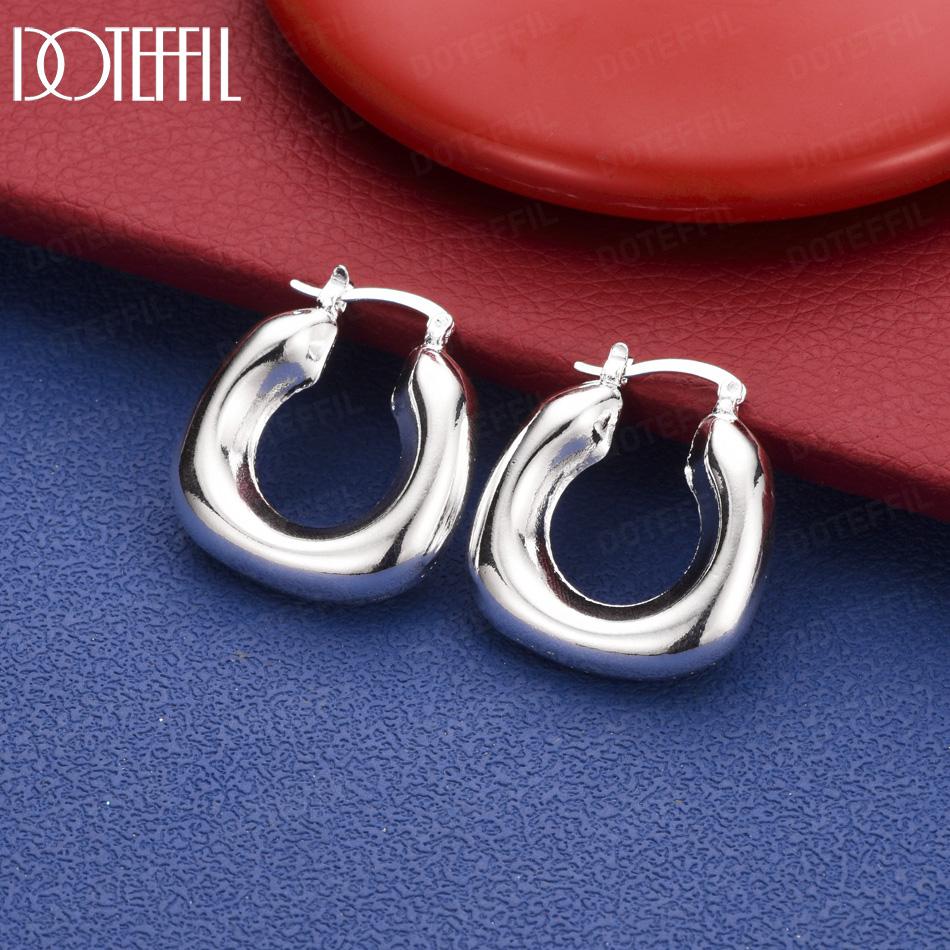 925 Sterling Silver Fashionable Mirror-Polished U-Shaped Earrings - Exquisite Wedding Jewelry