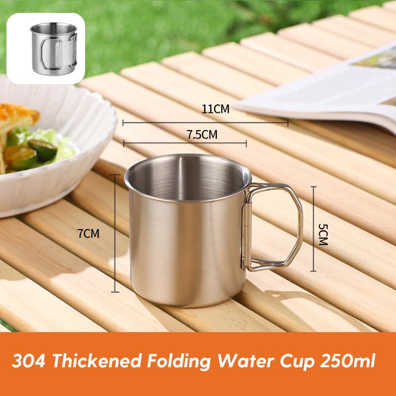 Camping Folding Cup Set 304 Stainless Steel High Quality Portable Cup Picnic Drinkware Set Water Bottles Outdoor Folding Cup Set