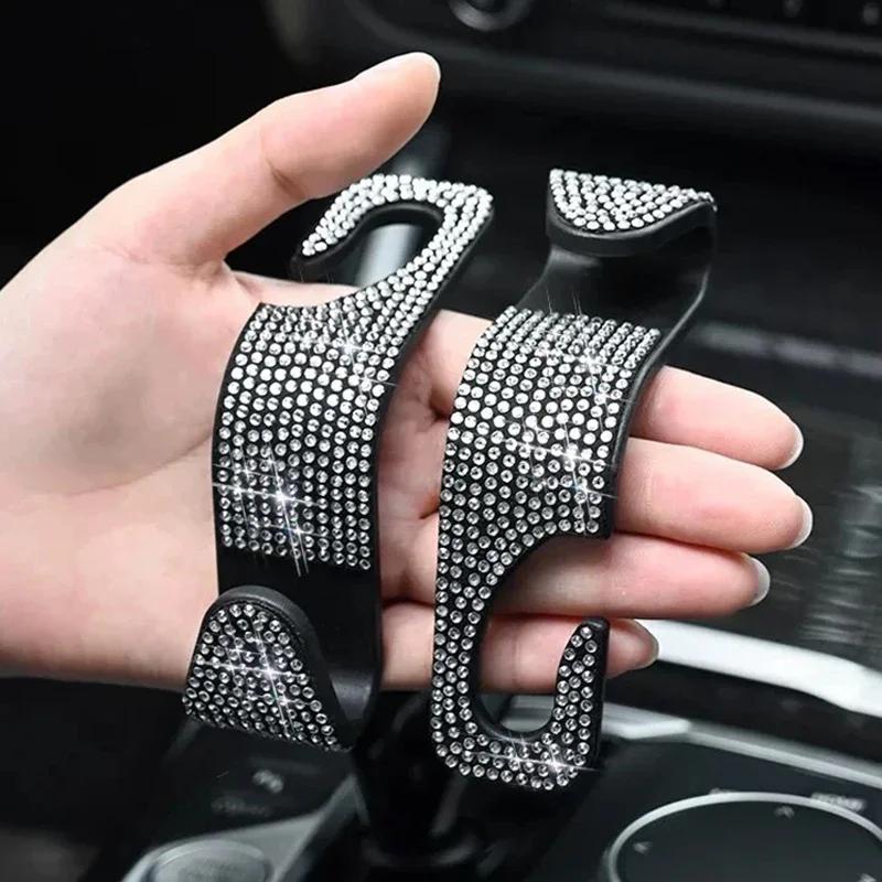 Universal Car Seat Back Hook Pad Hanger Rhinestone Inlaid Water Cup Pad Mount Storage Holder Car Interior Decor Auto Accessorie