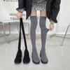 Fashion versatile thick-soled and thin knee boots 2025 autumn and winter high-heeled elastic socks boots thin boots