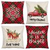 Christmas Theme Pillowcase Christmas Snowman Printed Linen Pillowcase High-value Car Pillowcase