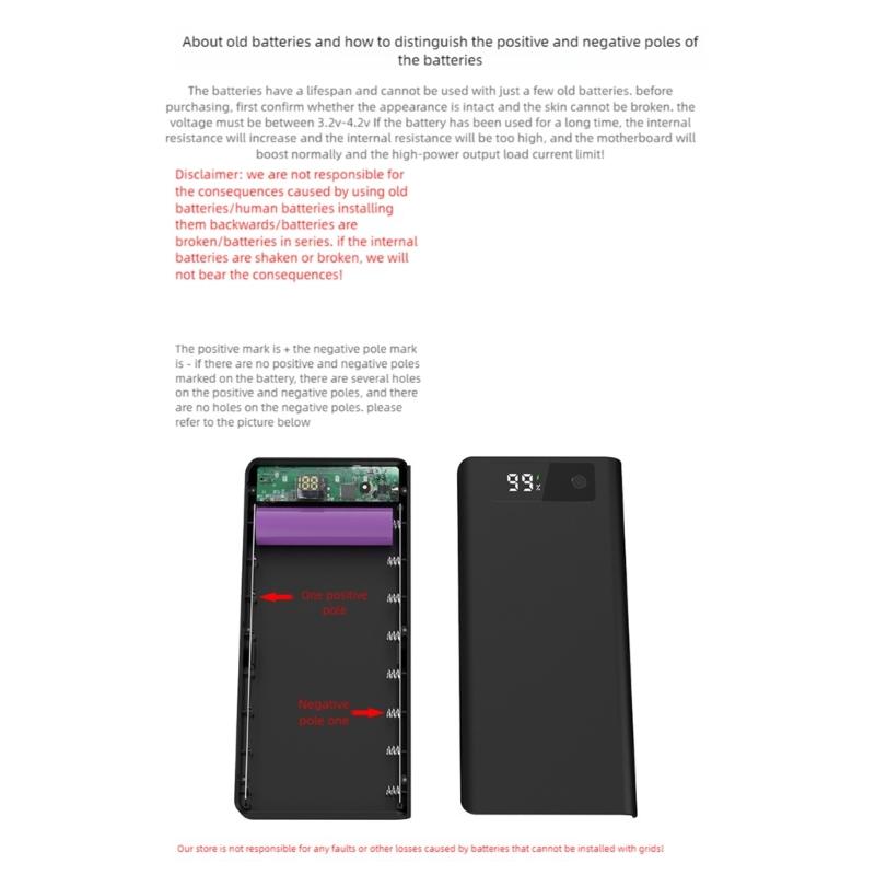 8 Slot 18650 Battery Holder Case Not Required Soldering ABS Power Battery Enclosure For DIY Projects Outdoor Use