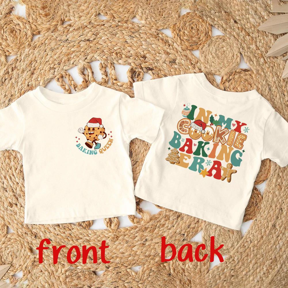 In My Cookie Baking Era Print Kids Christmas Shirt Boys Gilrs Holiday Outfit Child Retro T-shirt Xmas Party Children Clothes Tee