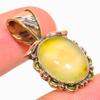 Natural Prehnite Gemstone Two Tone 925 Solid Sterling Silver Pendant 1.25" K0c11