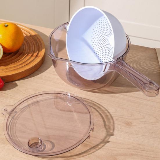 3-in-1 Fruit Strainer Basket Large Capacity Vegetable Strainer with Handle Fast Draining Kitchen Strainer Basket for Washing Drying Fruits Vegetables