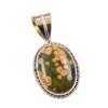 Natural Ocean Jasper 925 Solid Sterling Silver TwoTone Gift Pendant 1.25" W1t60