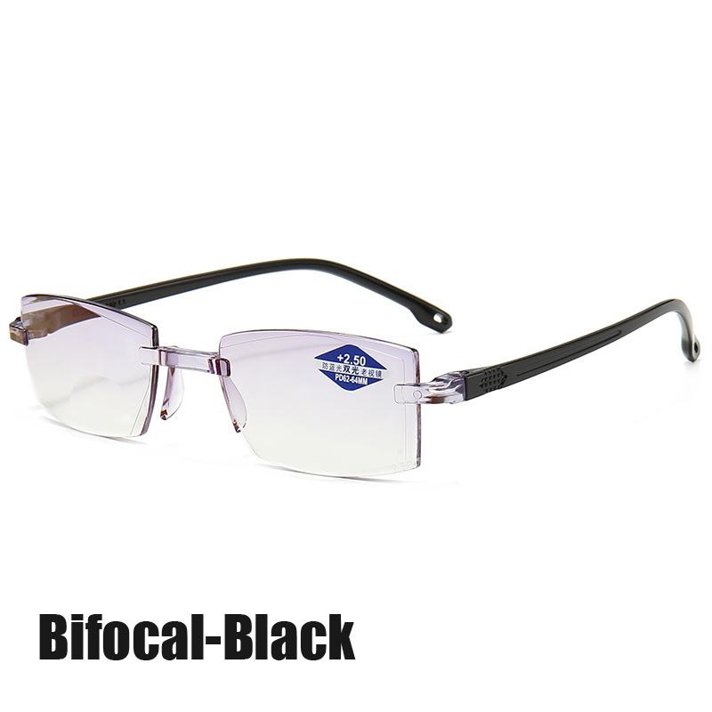 2 Pair New   Women Rimless Reading Glasses Anti Blue Light Bifocal Far Near Magnification Eyewear Presbyopic Glasses +10.5 +2
