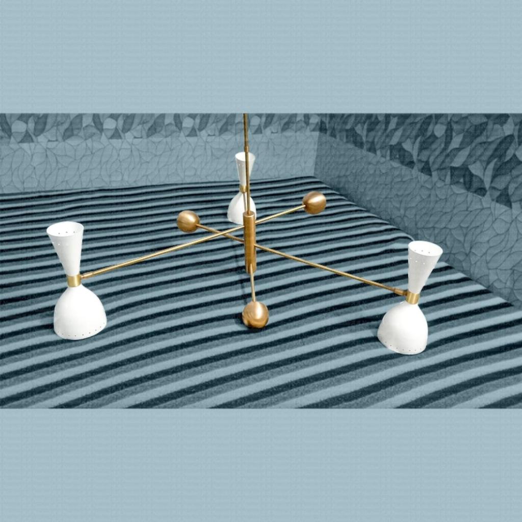 Stilnovo 3 Arm Brass Sputnik Chandelier - Handmade Home Decor for Christmas , Housewarming Gifts for Men/Women/Senior/Ladies (Multicolor)