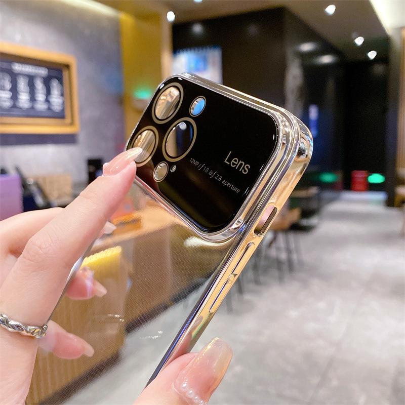 Étui de téléphone à grande fenêtre galvanisé de luxe adapté à l'iPhone 15 Pro 15 Plus 15 14 13 12 11 Pro Max Plus étui en silicone TPU minimaliste