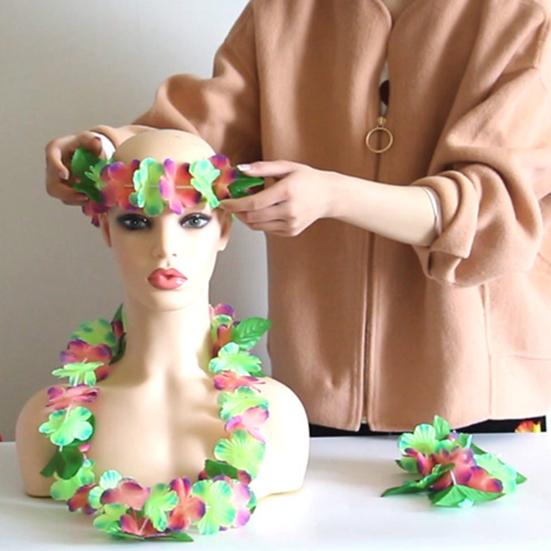 Lei-Set Lebendige Farben Atmungsaktiv Partygeschenke Hawaiianische Partydekorationen Halsketten Lei Armband für Draußen