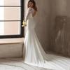 European and American Long-sleeved Wedding Dress Mori 1011 New Simple U-neck Slim and Thin Fishtail Travel Photography Small Trailing Wedding Dress