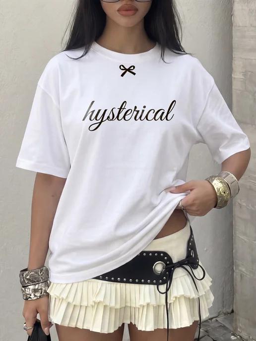 Oversized Pinterest-style print T-shirt: Hysterical S