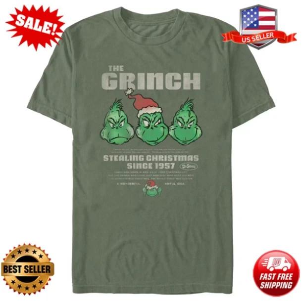 Men’s Funny Grinch Stealing Christmas T-Shirt – Holiday Cartoon Graphic Tee Unisex T-Shirt XXXXL