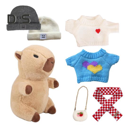 1 Zestaw Pluszowa Zabawka Kapybara z Ubraniami Akcesoriami Dzieci DIY Przebieranka Kapybara Pluszak Niemowlęta Chłopcy Dziewczynki Wypchane Zwierzę Lalka Zabawka Dekoracja