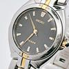 Used Vintage SEIKO Exceline Bangle Watch, Combi, Black Dial, Working, Battery Replaced