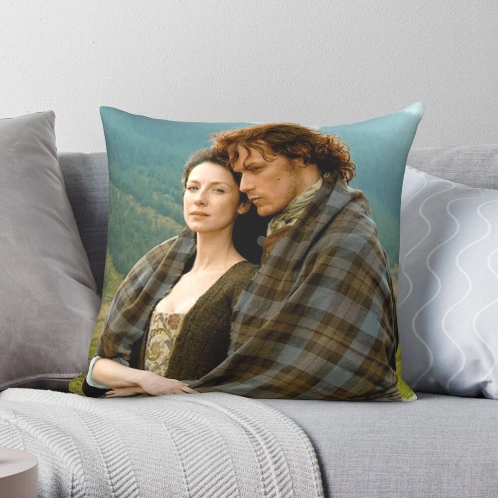 Federa Outlander Jamie e Claire Poliestere Lino Velluto Fantasia Zip Decorazione Federa Letto