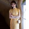 Yellow national style new Chinese Suzhou cheongsam improved young women's high sense small daily medium and long summer