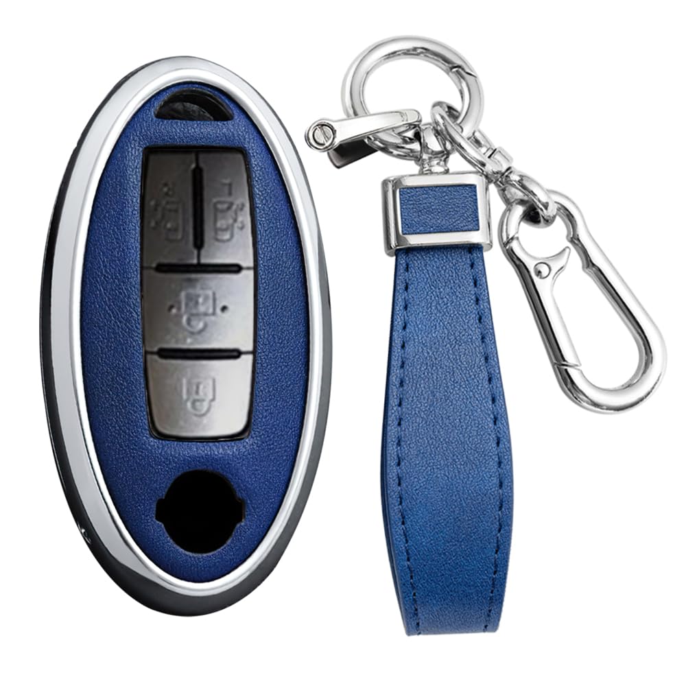 

[KUNIO] For Nissan 4 Buttons Both Sides Slide Key Case синий