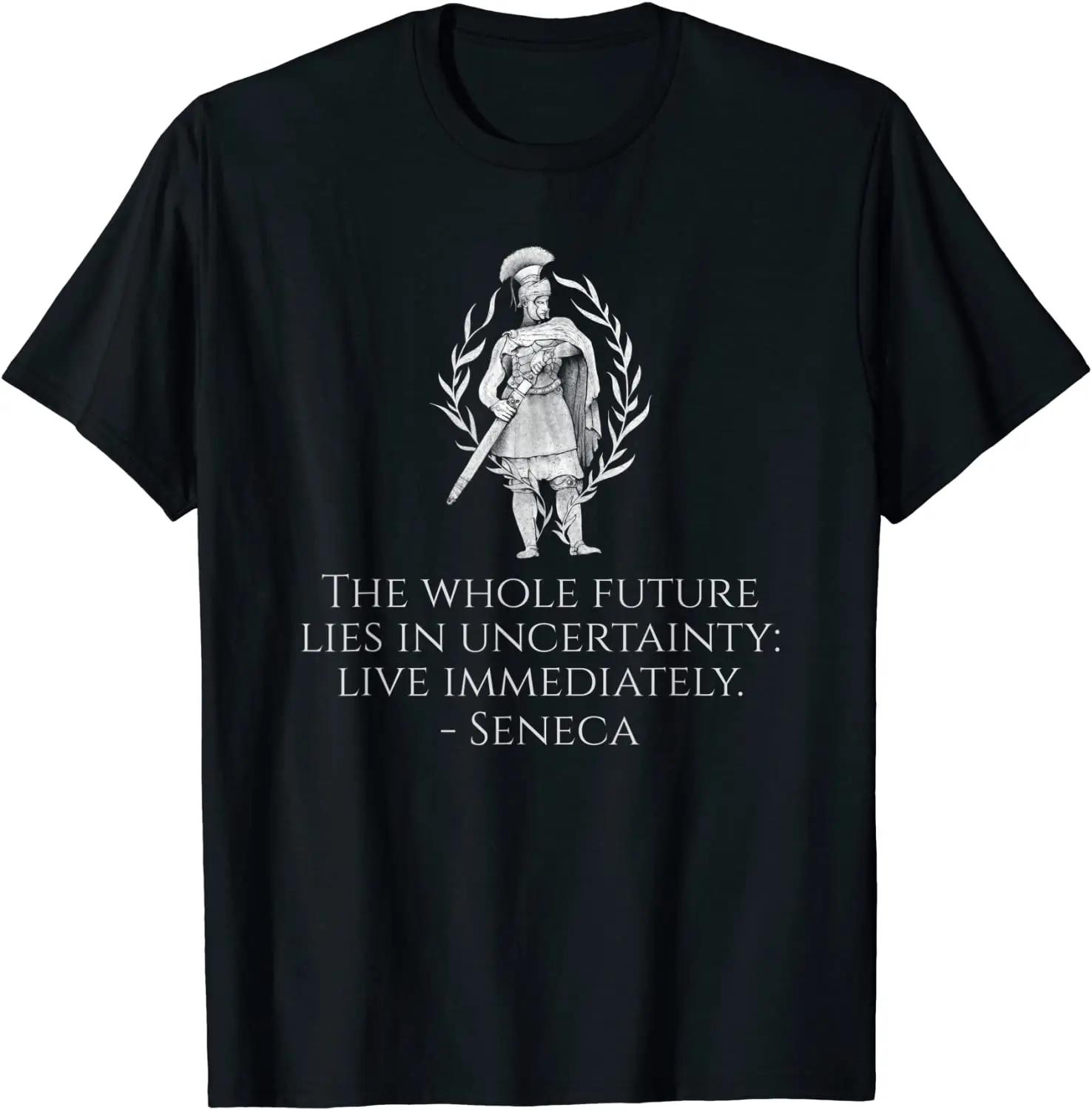 

Motivational Seneca Quote On Life Ancient Roman Philosophy T Shirt New 100% Cotton Short Sleeve O-Neck T-shirt Casual Mens To... S разноцветный