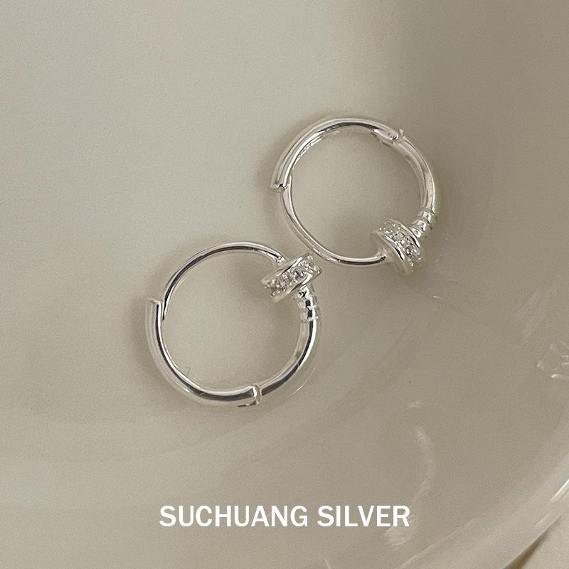 Elegant Women s S925 Sterling Silver Zirconia Earrings - High-End, Light Luxury, Fashionable Studs, Versatile Ear Jewelry 925 Sterling Silver серебряный