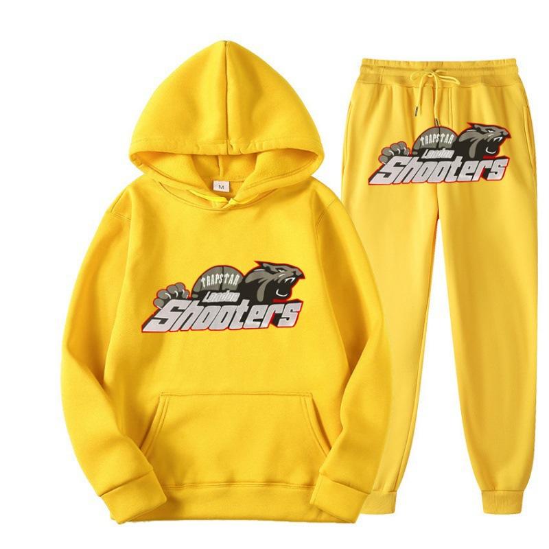 New Men's and Women's Casual Sports Suit, Red and Black Tiger Head Sweater and Sweatpants Suit.