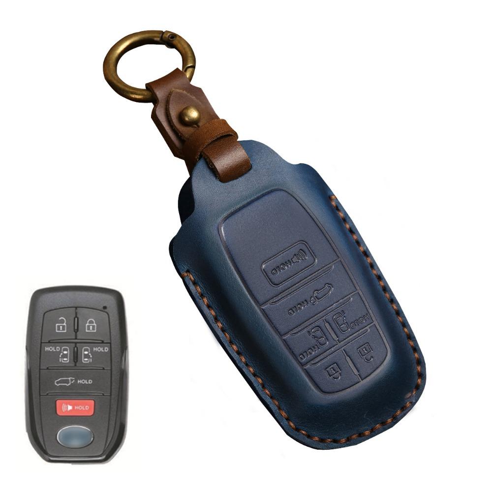 Genuine Leather Key Cover for Toyota Sienna Alphard Highlander Camry Previa Key Fob Protector