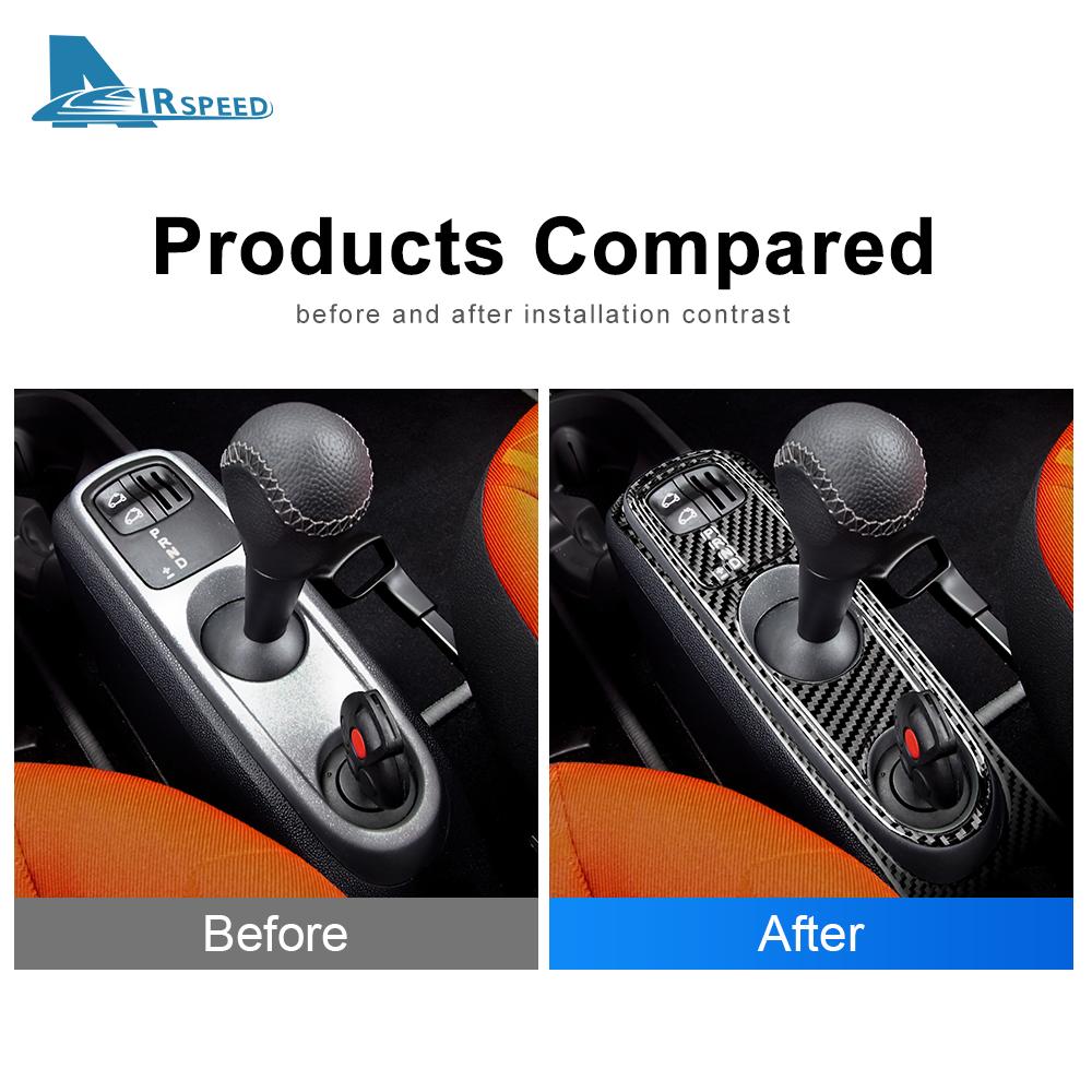 Real Soft Carbon Fiber Sticker for Mercedes Benz Smart 451 Fortwo 2011 2012 2013 2014 2015 Gear Shift Panel Frame Accessories