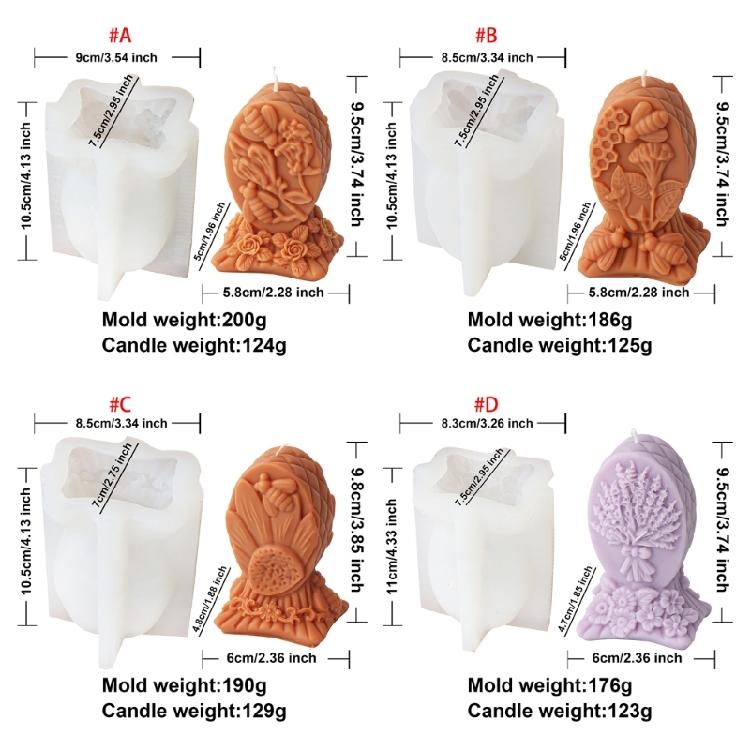 Decorative Resin Art Crafting Supplies Flexible Silicone Bees Flower Patterned Candle Molds for Candle Home Decorations