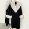 Atmosphere Detachable natural real fox fur collar wool coat women's new winter warm woolen coat