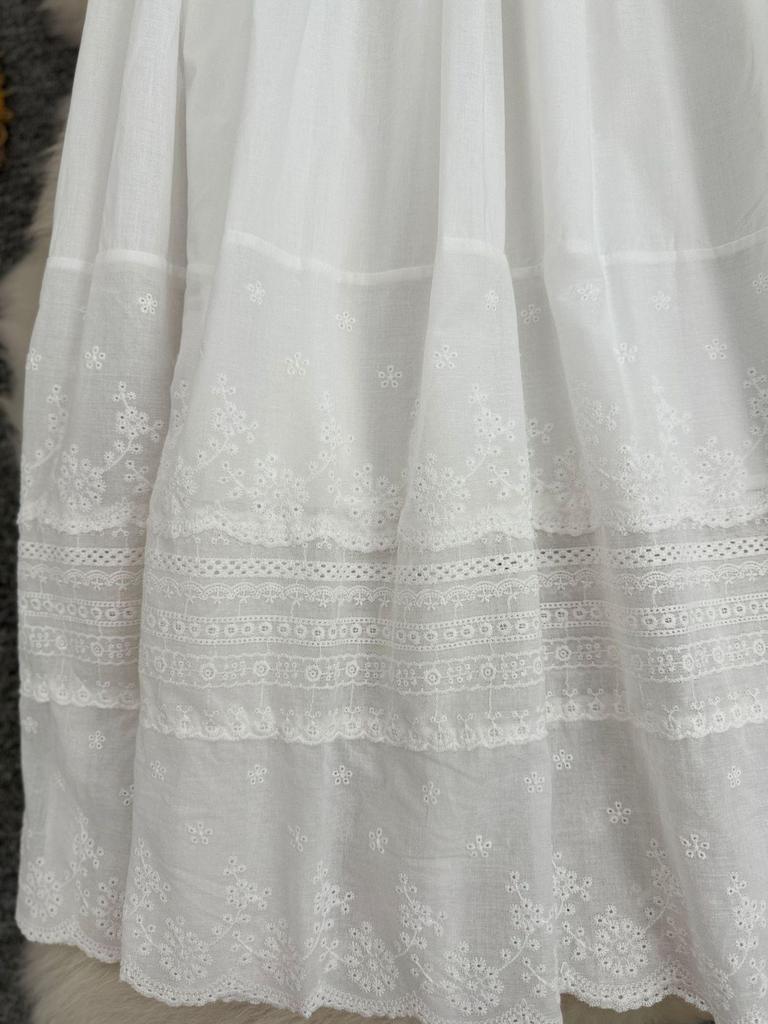 Korean Style Embroidered Lace Patchwork A-line Skirt