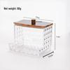 Diamond Pattern Cotton Pad Organizer with Wooden Lid - Multi-Purpose Desktop Storage Box