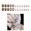 Pack Of 24 French Leopard Print Plaids Star Press On Nail Coffee Brown Polkas Dot Reusable False Nail ABS Material NoGlue Needed