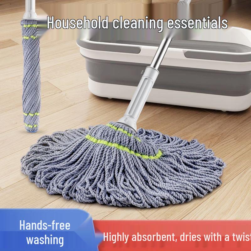 Mop z mikrofibry obrotowy bez mycia - Automatyczne wyżymanie, Podwójnego użytku do czyszczenia na sucho i na mokro