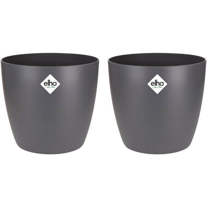 ELHO Lot de 2 pots de fleurs rond Brussels - 17 L - Ø 25,1 x H 23.2 cm - Noir