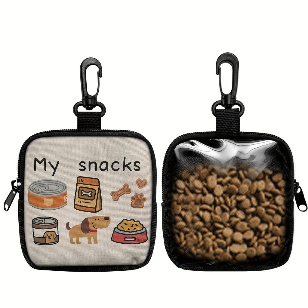 1pc Dog Print Dog Treat Bag with Hook and Zipper - Pet Training Set, Puppy Pet Training Walking Bag,Dog Training Accessories