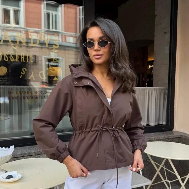 Giacca da Esterno Impermeabile Leggera da Donna con Cappuccio Vestibilità Larga Manica Lunga Casual Cappotto da Escursionismo