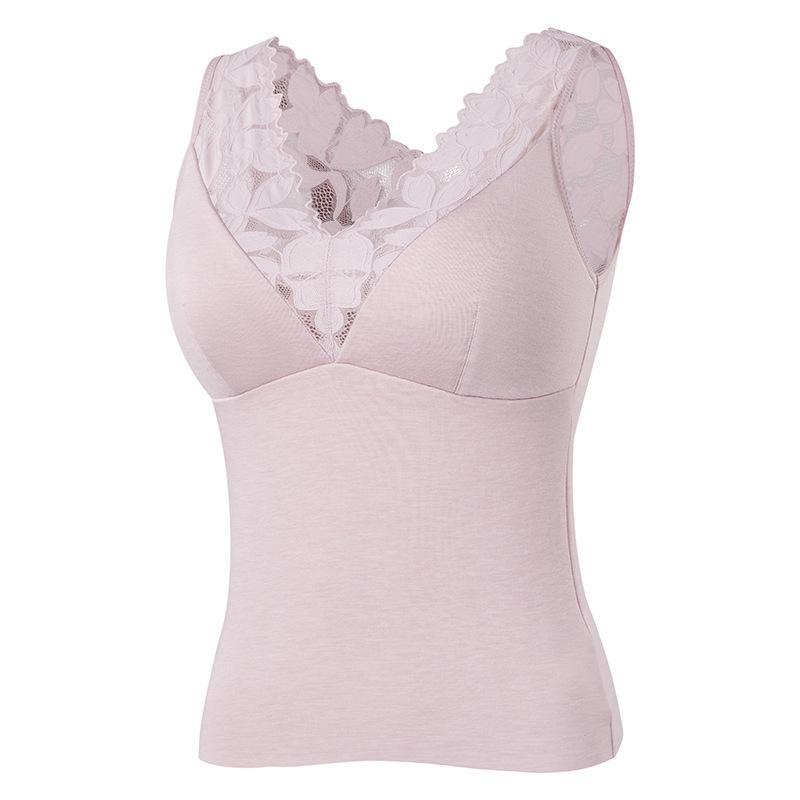 Women's Silk Warm Vest: Thickened Mulberry Silk, Brushed, Lace Top for Autumn/Winter