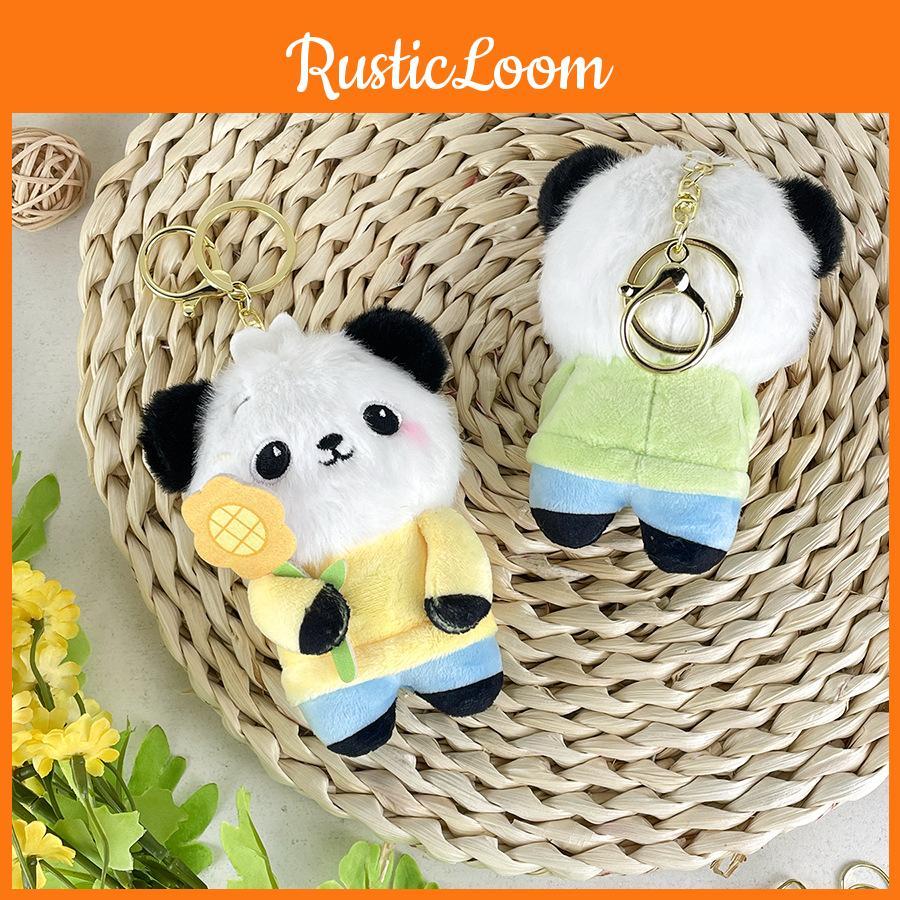 Plush Panda Sunflower Toys Bag Hanging Accessories Keychain Souvenir Pendant