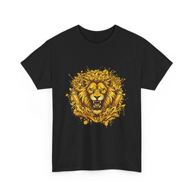 Brüllender Löwe Illustration T-Shirt | Goldener Löwen Graffiti Kopf, Tribal Coole Kunst