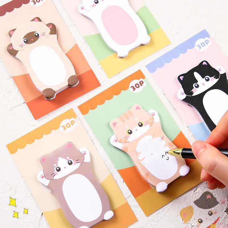 Kawaii Cat Sticky Notes - Cute Memo Pad and Bookmark for School and Office