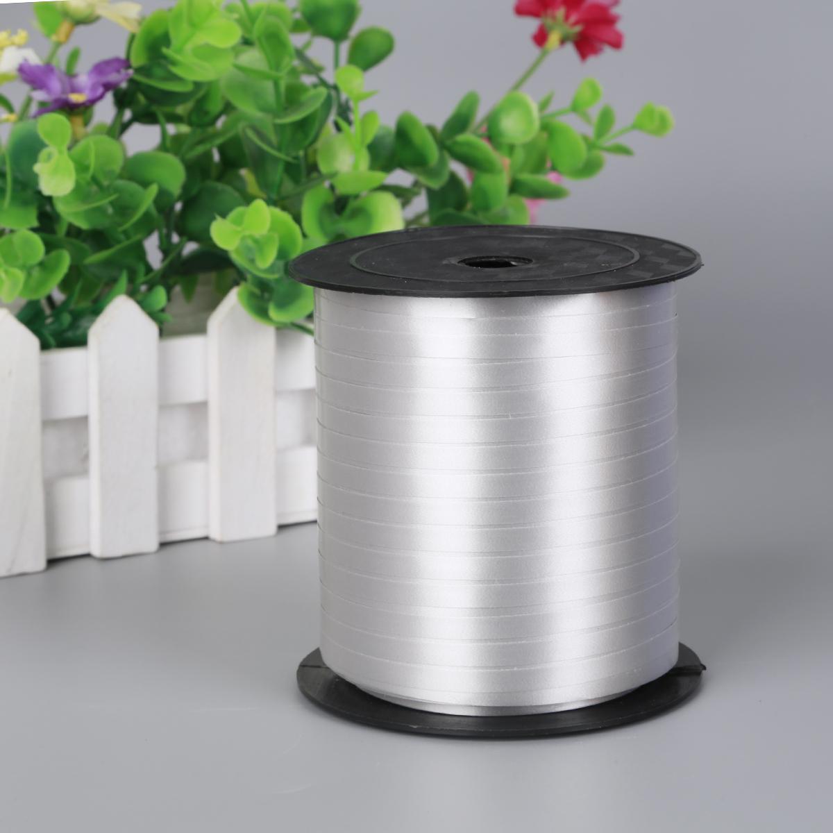 

250 ярдов керлинг альбом с воздушным шаром и лентой с цветком для вечеринки, свадебного подарка, рулона на день рождения серебряный