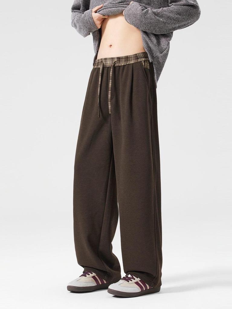 Męskie Nowe Ciepłe Wełniane Dzianinowe Spodnie Dresowe z Szerokimi Nogawkami - Grube, Wszechstronne, Casualowe Spodnie High-Street