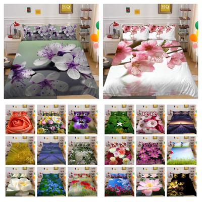 3D Flowers Printing Bed Cover King Size Bed Clothes Polyester Bedspreads Girl Fashion Home Bedclothes