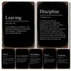 Minimalist Text Inspirational Black Metal Signs Posters Success Focus Discipline Patience Definition Tin Sign for Room Home Wall