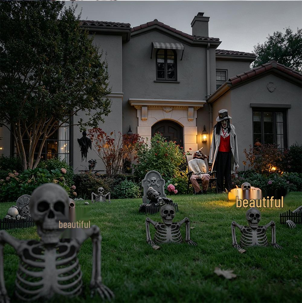 Decorazione scheletro da giardino per Halloween: Decorazione realistica a mezzo busto di teschio per esposizione da giardino a tema horror