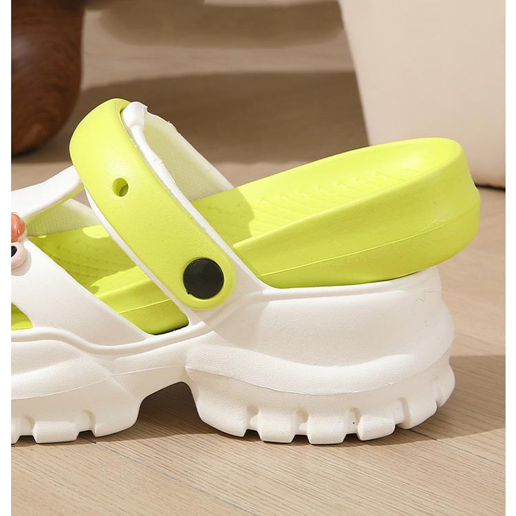 Unisex Summer Large Size Thick Bottom Cartoon Bear Indoor Hole Beach Sandals Women Men Casual Sponge Cake Anti Slip Slippers For Couples 36-41