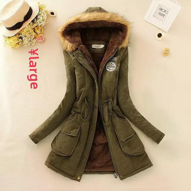 2024 Autumn/Winter Korean Style Slim Waist Hooded Military Cotton Coat for Women