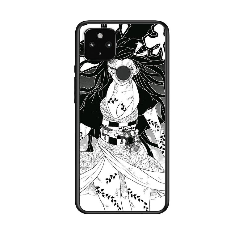 Kryt Demon Slayer Anime Odolný proti nárazům pro Google Pixel 5 4 5A 4A XL 5G Černý Kryt na telefon Skořepina Měkké Fundas Coque Capa